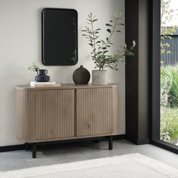 Bentley Designs Vega Grey Oiled Oak & Peppercorn Narrow Sideboard